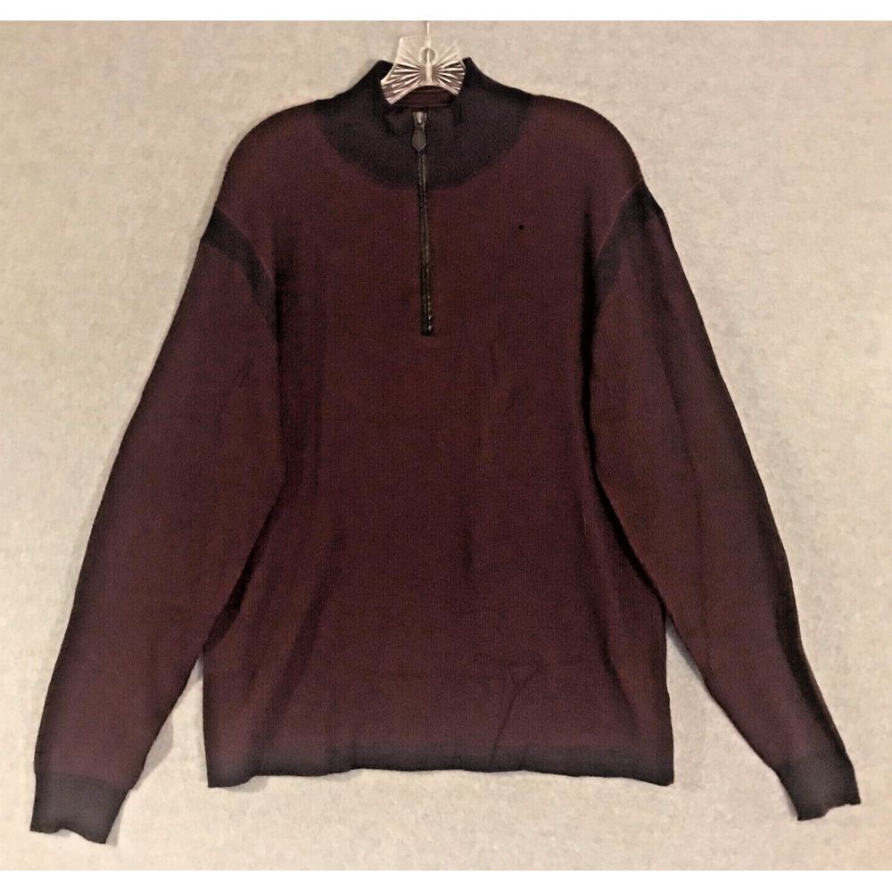 Robert Graham Wool Sweater Mens 1/4 Zip Elbow Patch Classic Preppy Burgundy READ